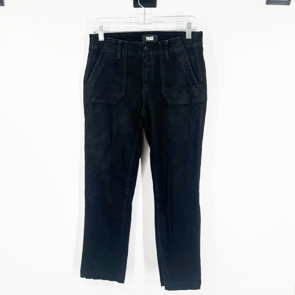 Paige Mayslie Straight Ankle Jeans Black Coated